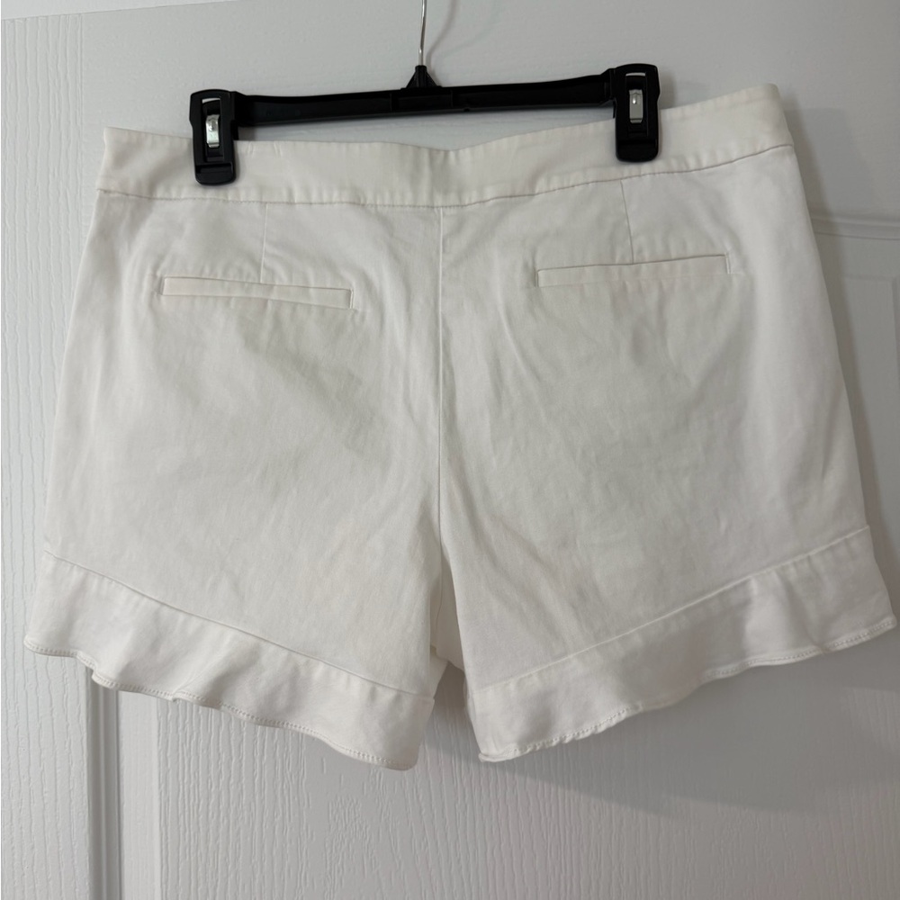 LOFT White Ruffle-Hem Shorts - Picture 2 of 3